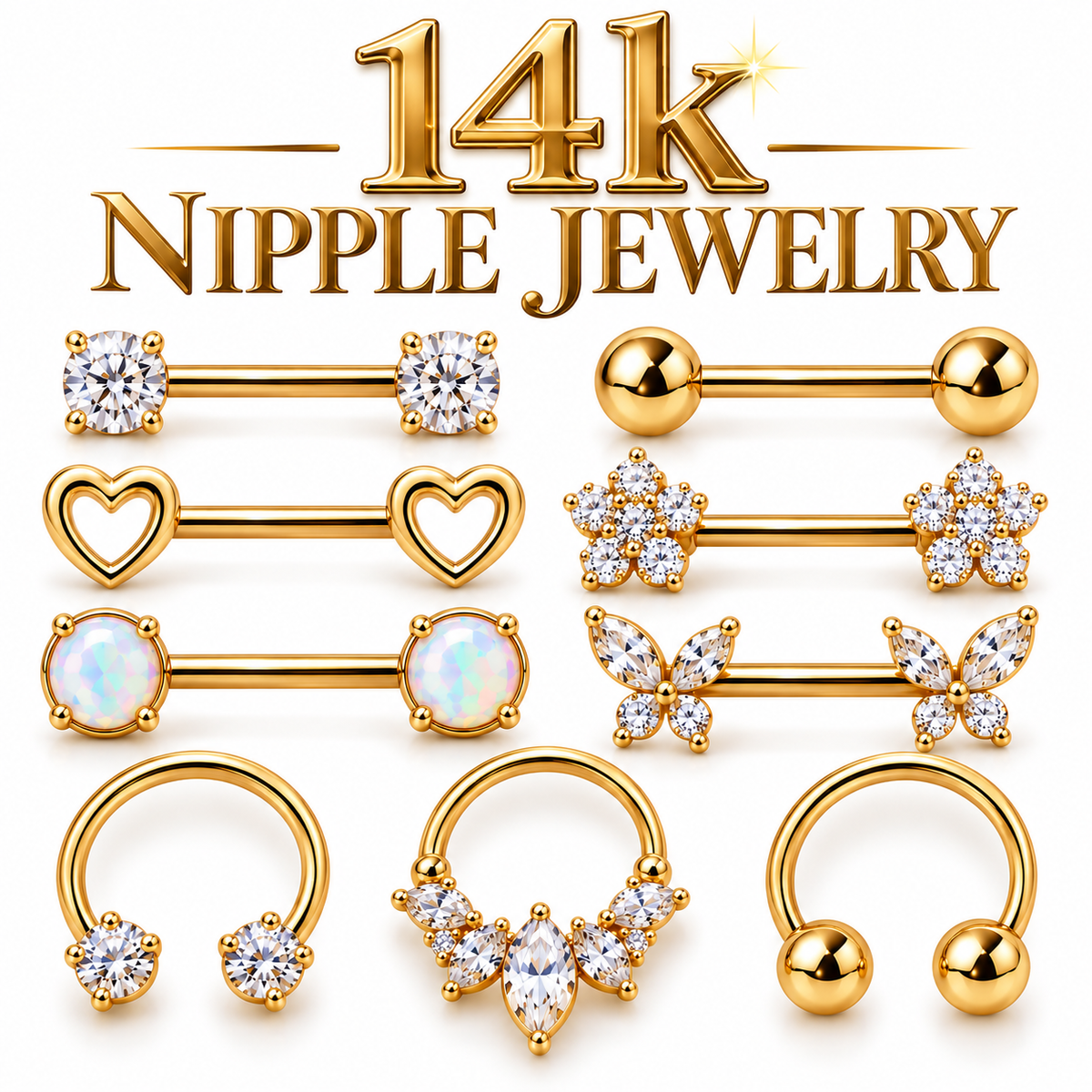 14K Nipple Ring