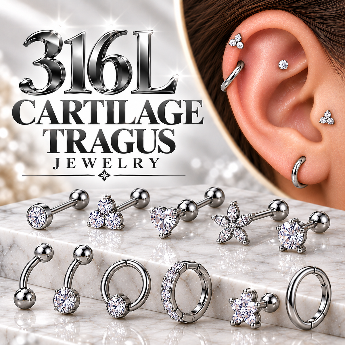 316L Cartilage | Tragus Barbell