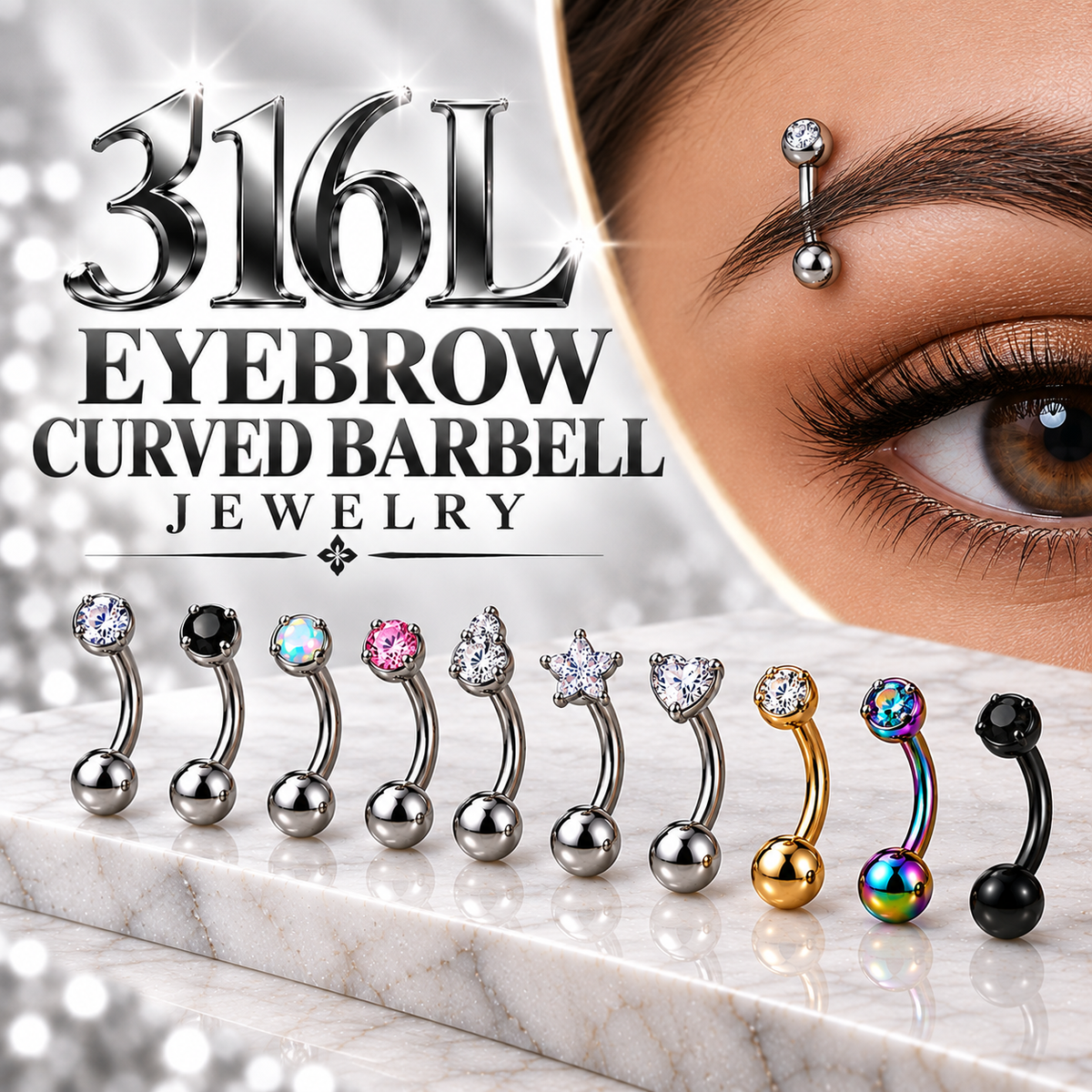 316L Eyebrow | Curved Barbell