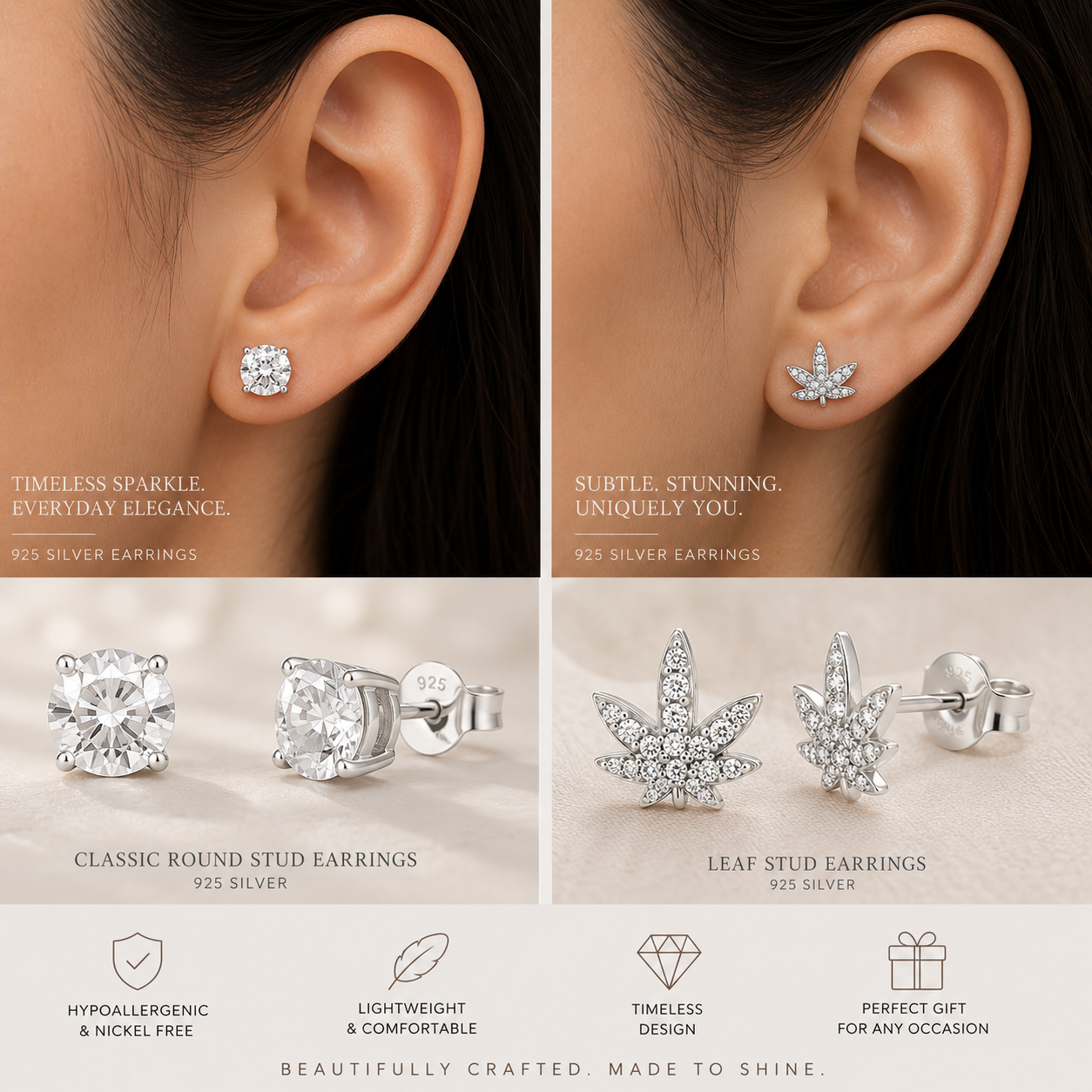 Silver Push Back Earrings