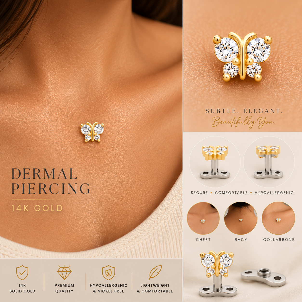 14K Dermal Piercings