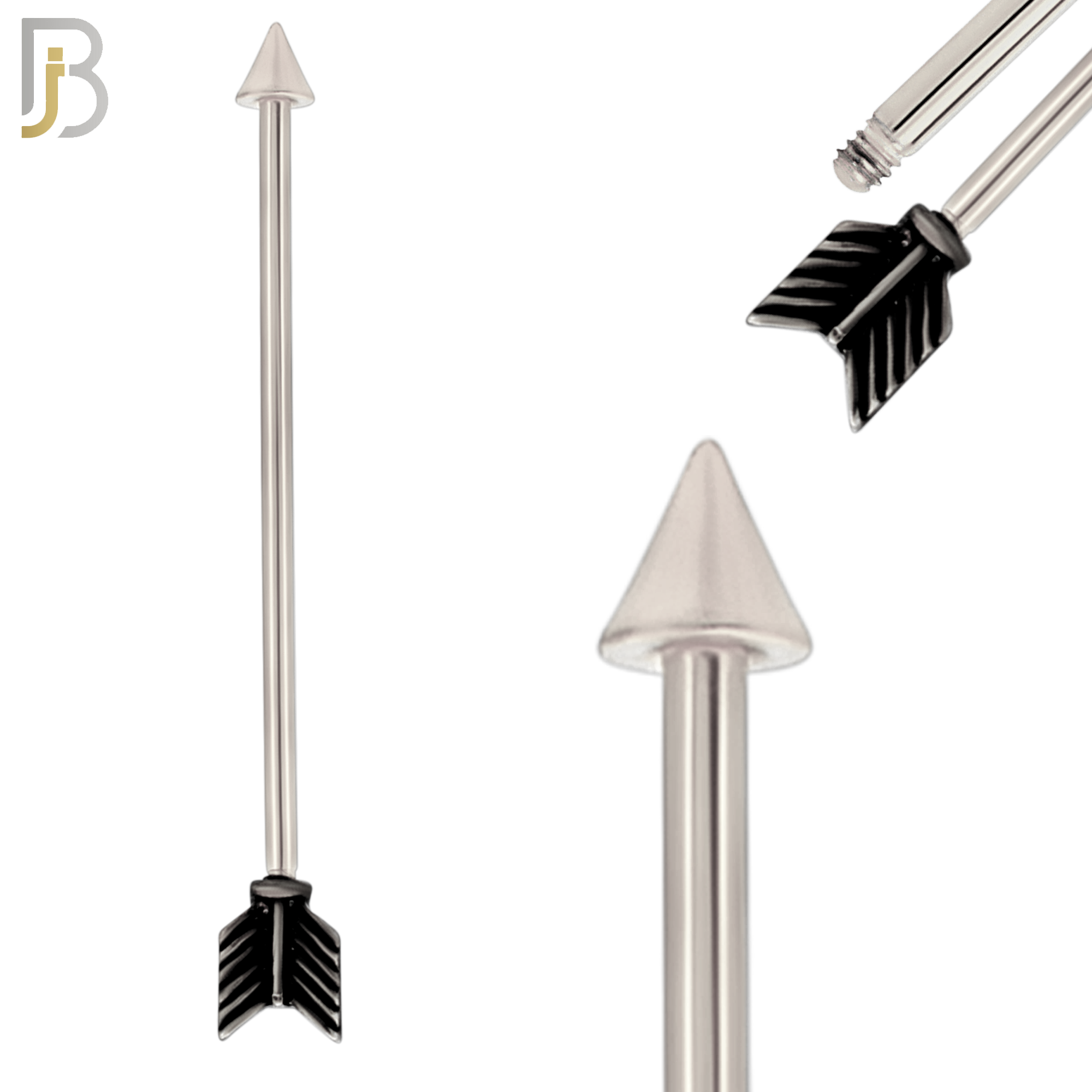 BB50 - 316L Surgical Steel Arrow Externally Threaded Industrial Barbell (PACK OF 4) image 1