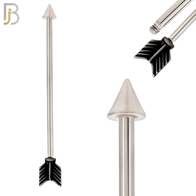 BB50 - 316L Surgical Steel Arrow Externally Threaded Industrial Barbell (PACK OF 4) image 1