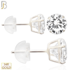 14-ES06WC - 14K White Gold Silicone Back Stud Earrings Casting Prong Setting with Round Clear Zircon image 0