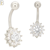 NB20 - 316L Stainless Steel Sun Zircon  Banana Belly Navel Ring image 1