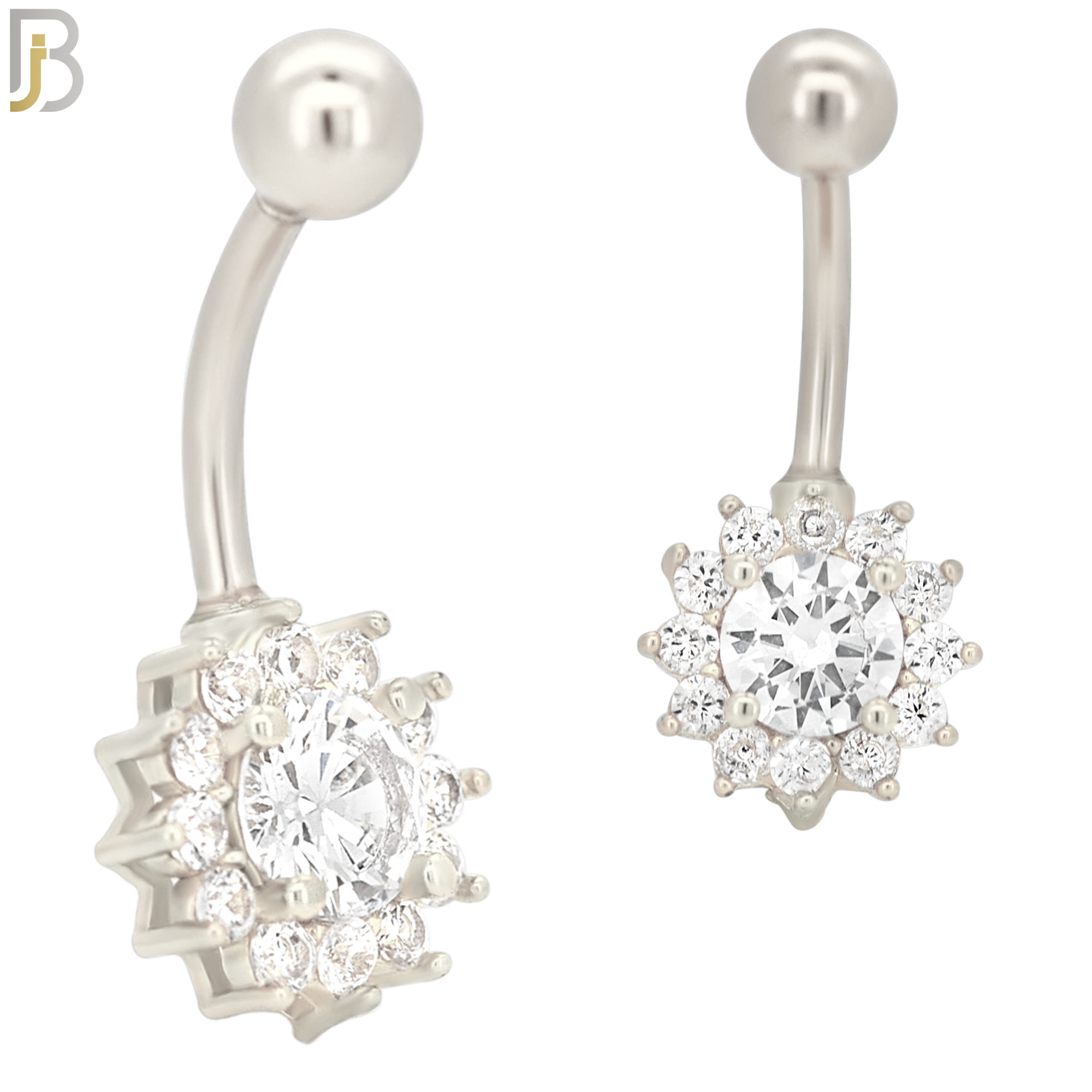 NB20 - 316L Stainless Steel Sun Zircon  Banana Belly Navel Ring image 1