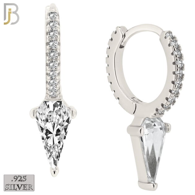 925-ES412 - 925 Sterling Silver Triangle Shaped Zircon Huggies Earrings image 0