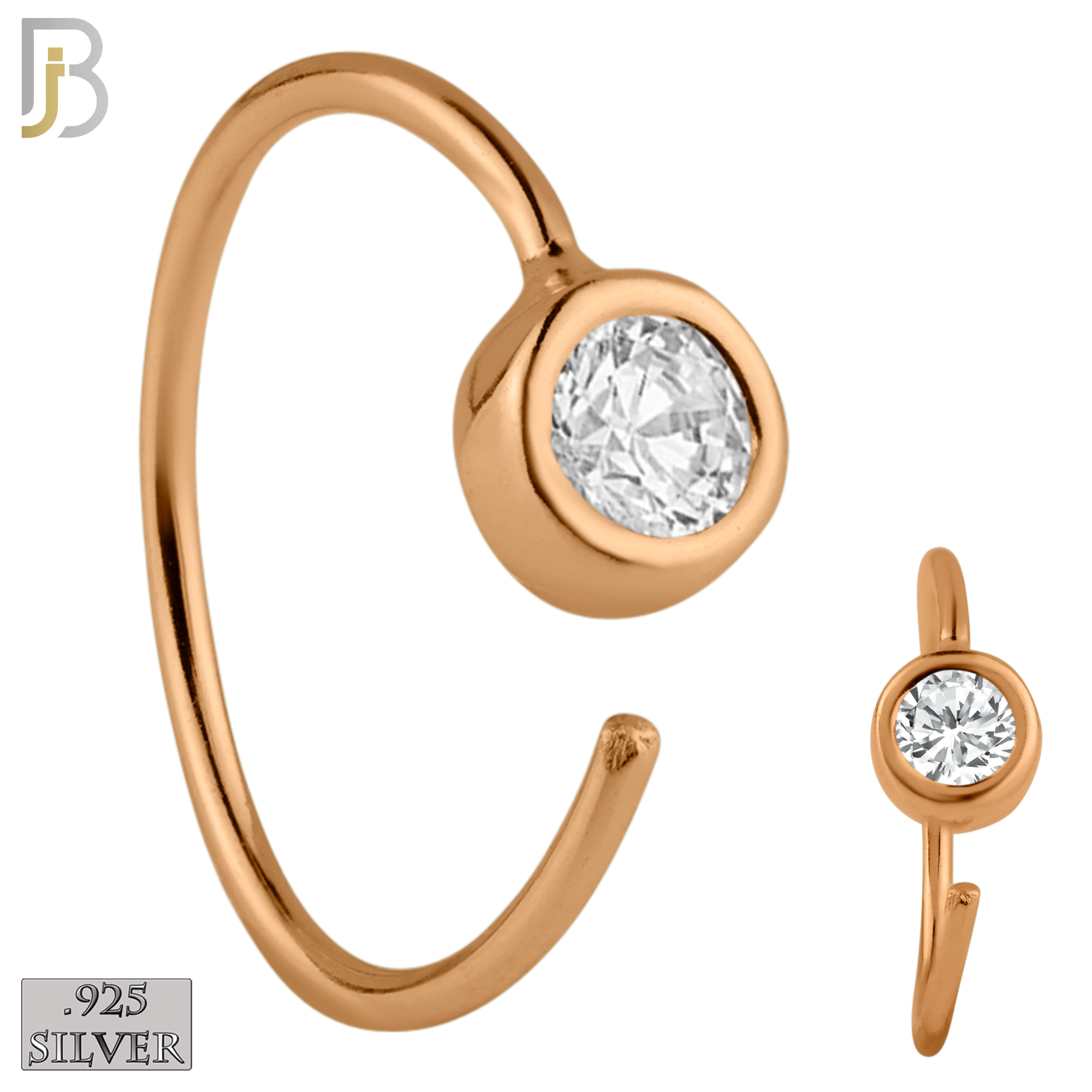 925-CT08 - 925 Sterling Silver 22g Thickness Bezel CZ Hoops Piercing (PACK OF 6) image 3