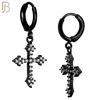 ES51 - 316L Stainless Steel Dangling Cross Zircon Design Huggies Clip On image 2