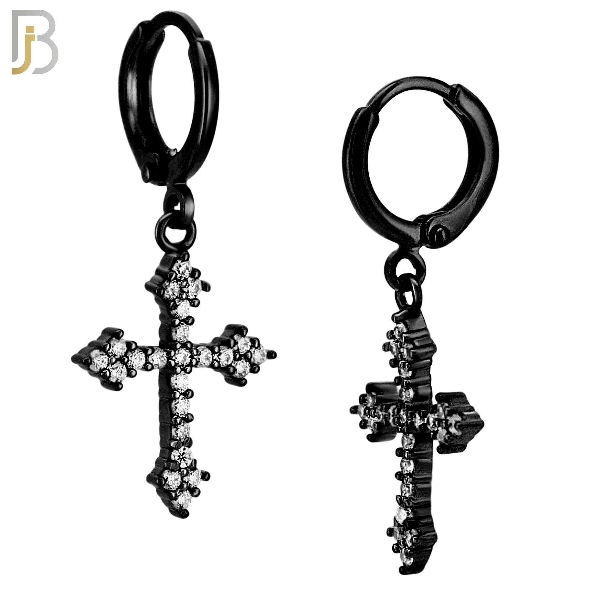 ES51 - 316L Stainless Steel Dangling Cross Zircon Design Huggies Clip On image 2