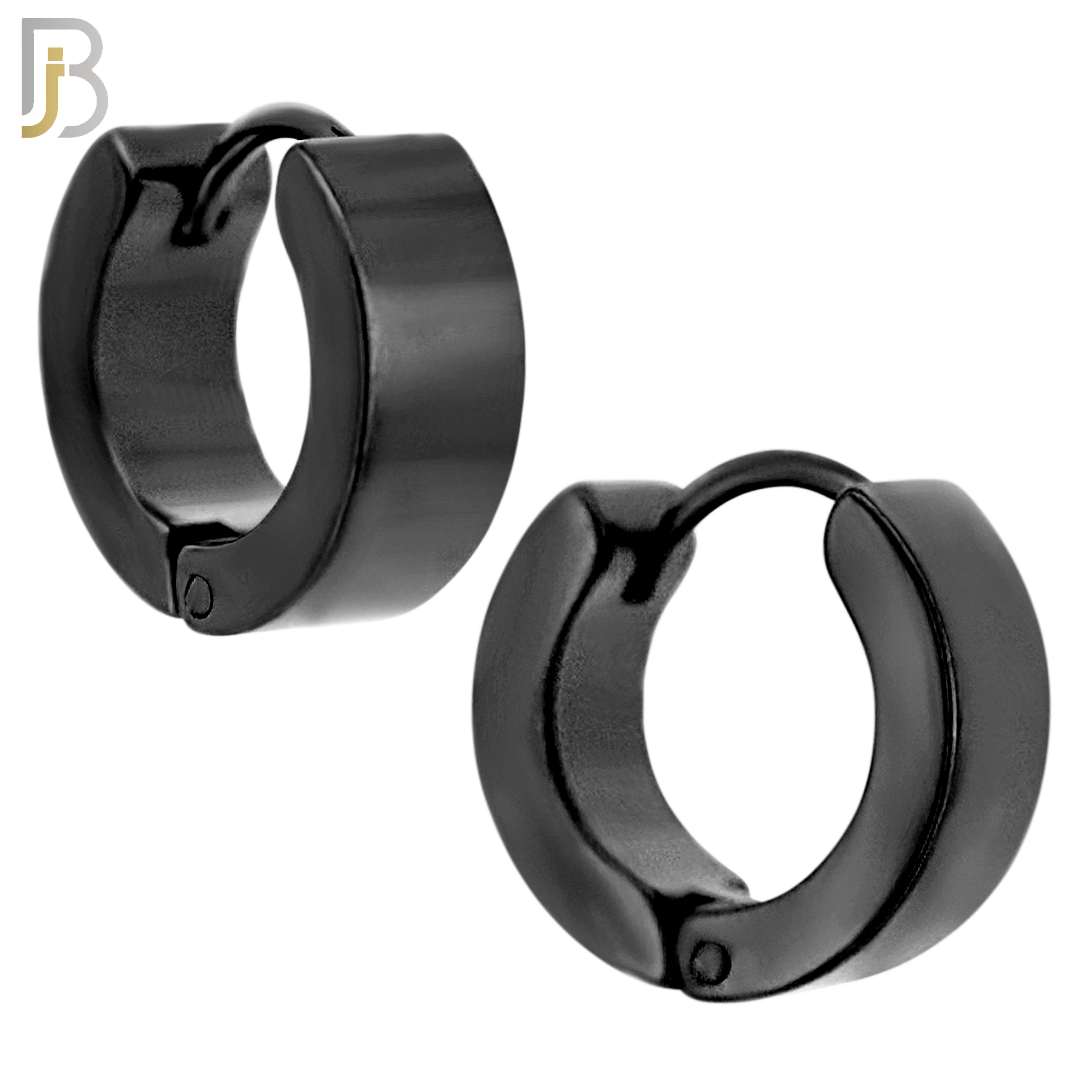 ES85K - 316L Stainless Steel Black Plated Plain Design Huggies Clip On image 5