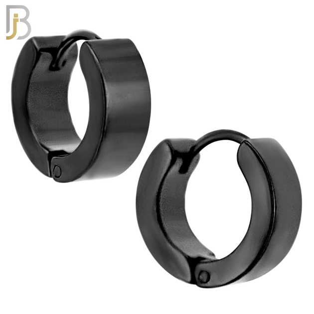 ES85K - 316L Stainless Steel Black Plated Plain Design Huggies Clip On image 5