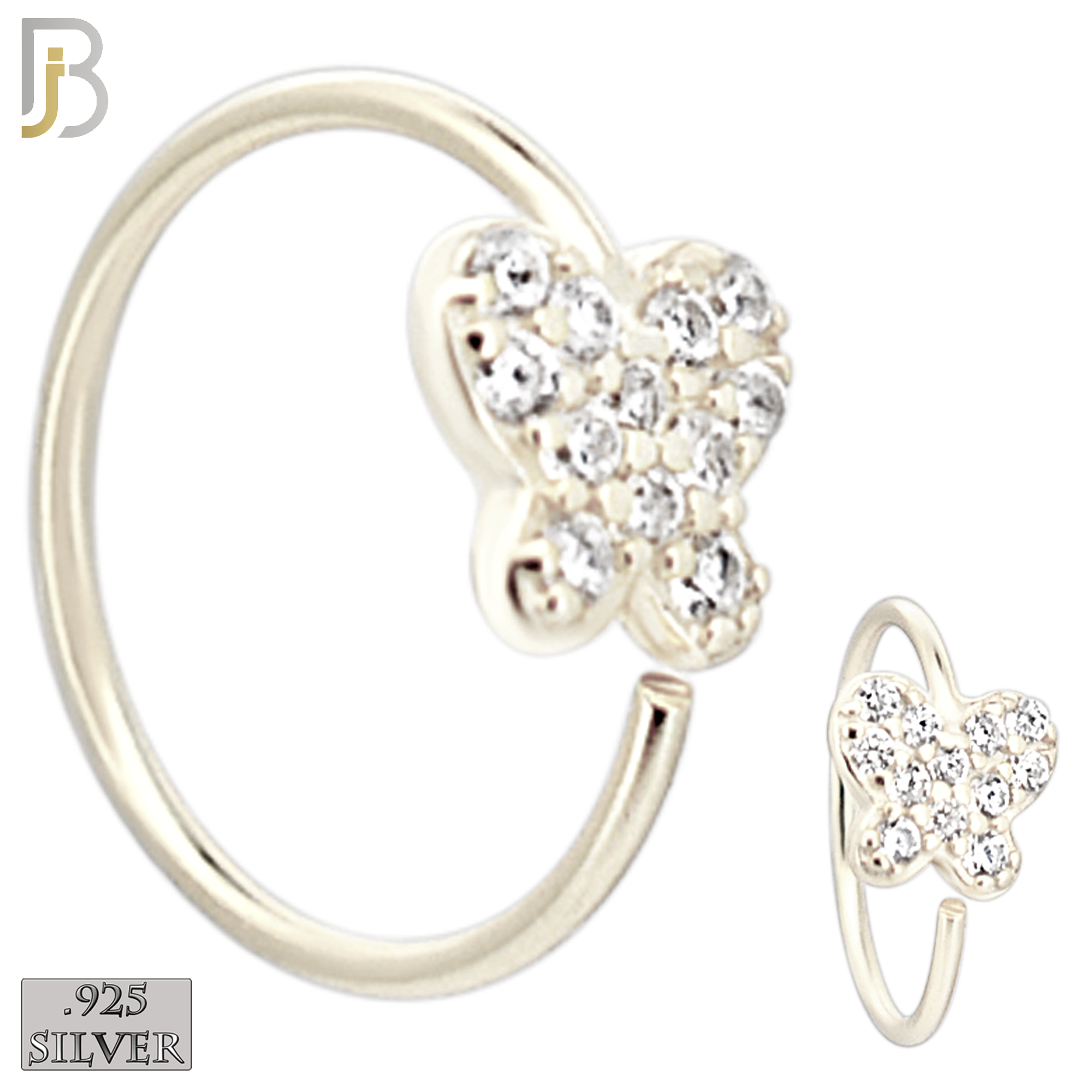 925-CT118 -  925 Sterling Silver Butterfly Hoop with Multi CZ (Pack of 6) image 1