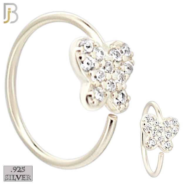 925-CT118 -  925 Sterling Silver Butterfly Hoop with Multi CZ (Pack of 6) image 1