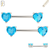 NP03S - 316L Surgical Steel Screw Prong Heart Zircon Nipple Ring Piercing image 2