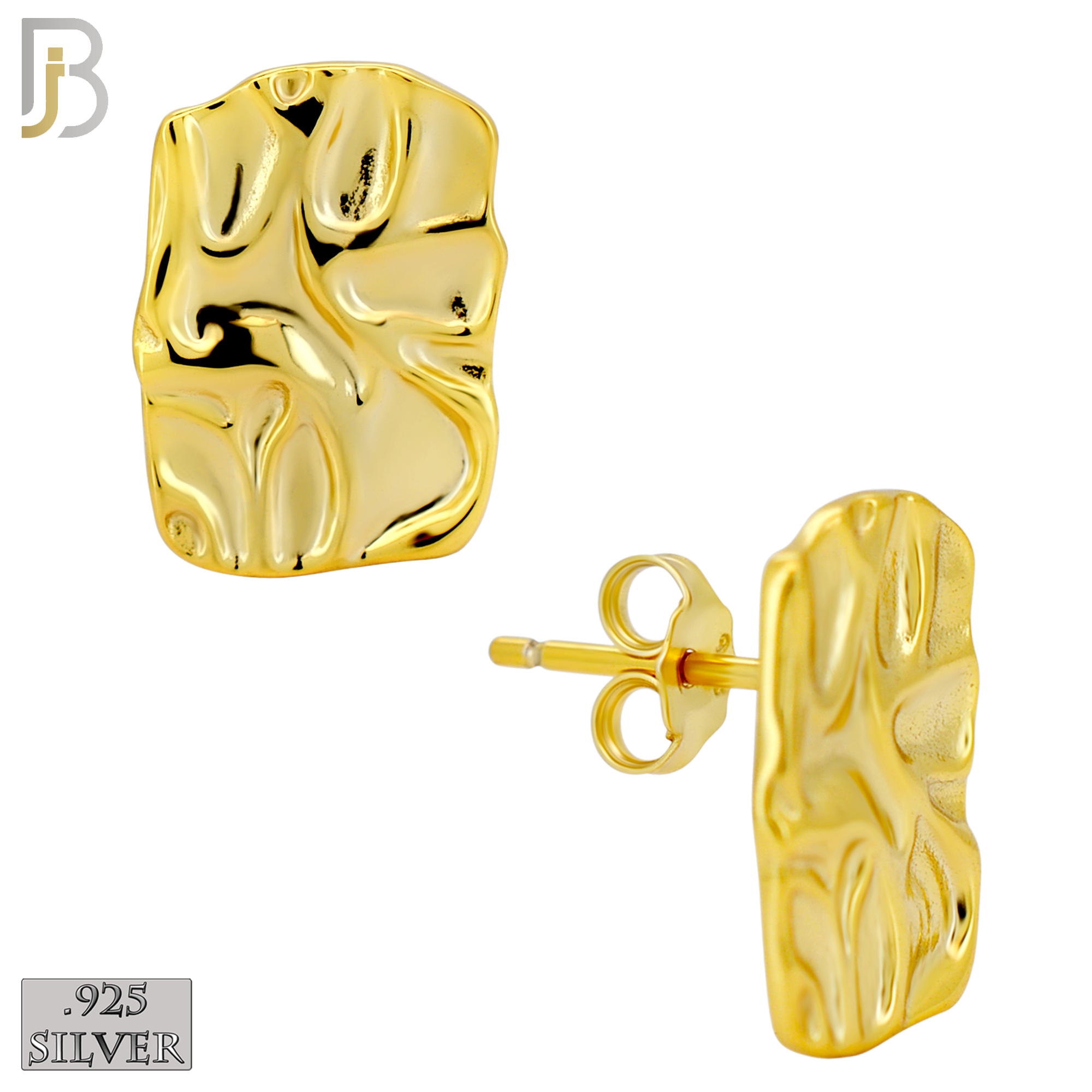 925-ES518 - 925 Sterling Silver Flat (Thin) Rectangle Nugget Push Back Earrings image 5