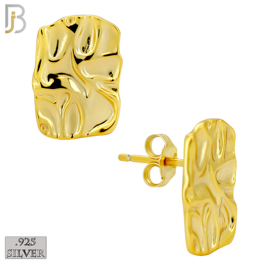 925-ES518 - 925 Sterling Silver Flat (Thin) Rectangle Nugget Push Back Earrings image 5