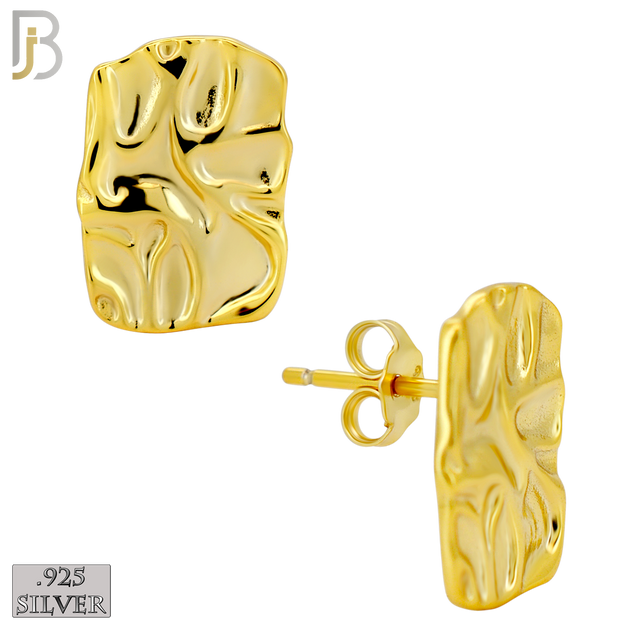 925-ES518 - 925 Sterling Silver Flat (Thin) Rectangle Nugget Push Back Earrings image 5