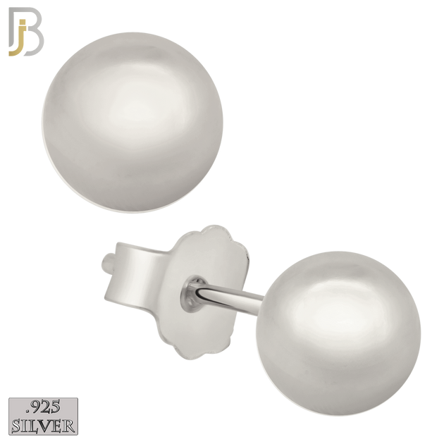 925-ES12S - .925 Sterling Silver Earrings Ball Plain Studs Butterfly Back image 0