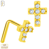14-NR55L - 14k Solid Gold Cross with Multi Zircon L-Shape image 0