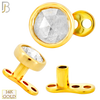 14-G23G-DM03 - G23 Titanium Gold Plated Anchor with 14k Gold Top with Bezel Set Rose Cut Lab Diamond Dermal - Internally Threaded image 3