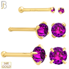 14-NR01CYR - 20g 14k Yellow Gold Nose Bone with Ruby Colored CZ image 0
