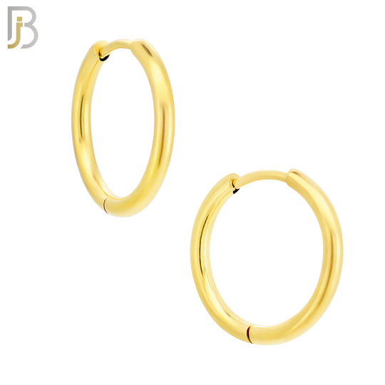 ES95G - 316L Stainless Steel Gold Plated 2mm Thickness Plain Hoops Design Huggies Clip On image 4