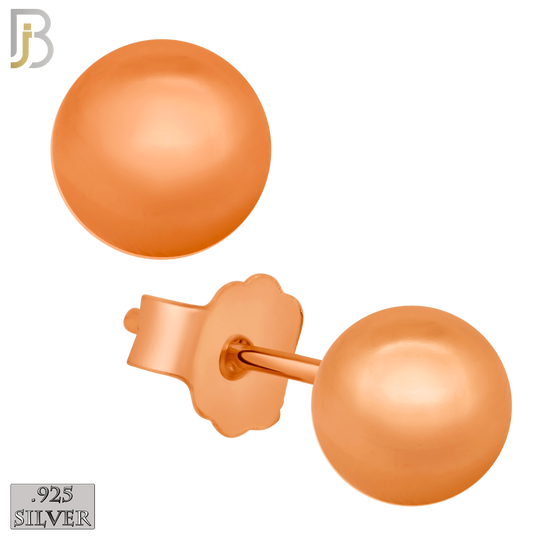925-ES12R - .925 Sterling Silver Earrings Ball Plain Studs Butterfly Back image 0