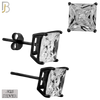 925-ES72-KC - .925 Sterling Silver Black Plated Earring Stud Casting Square Princess Cut Prong Setting Clear Zircon image 7
