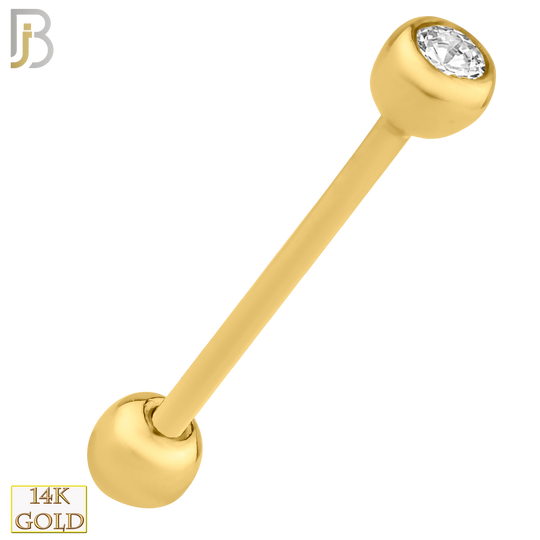 14-BB05YC14 - 14k Solid Gold Single Gem in Ball Setting Externally Threaded Industrial Barbell image