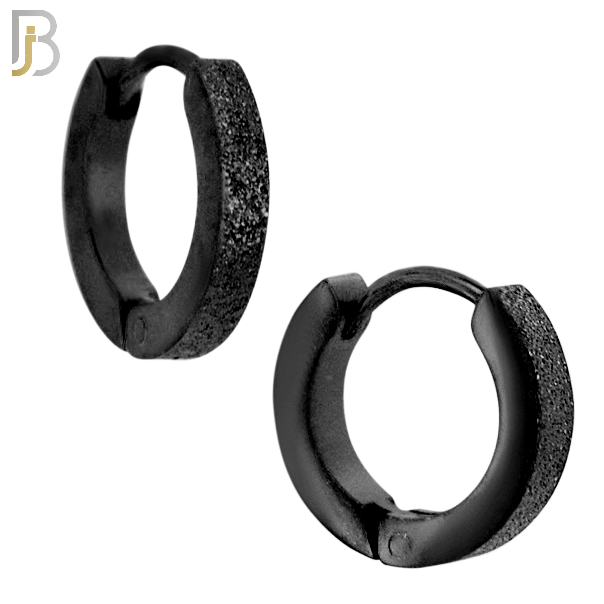 ES86K - 316L Stainless Steel Black Plated Sandpaper Design Huggies Clip On image 1