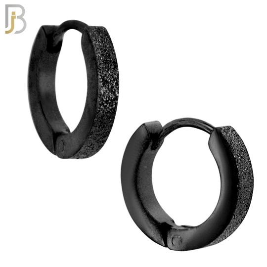 ES86K - 316L Stainless Steel Black Plated Sandpaper Design Huggies Clip On image 1