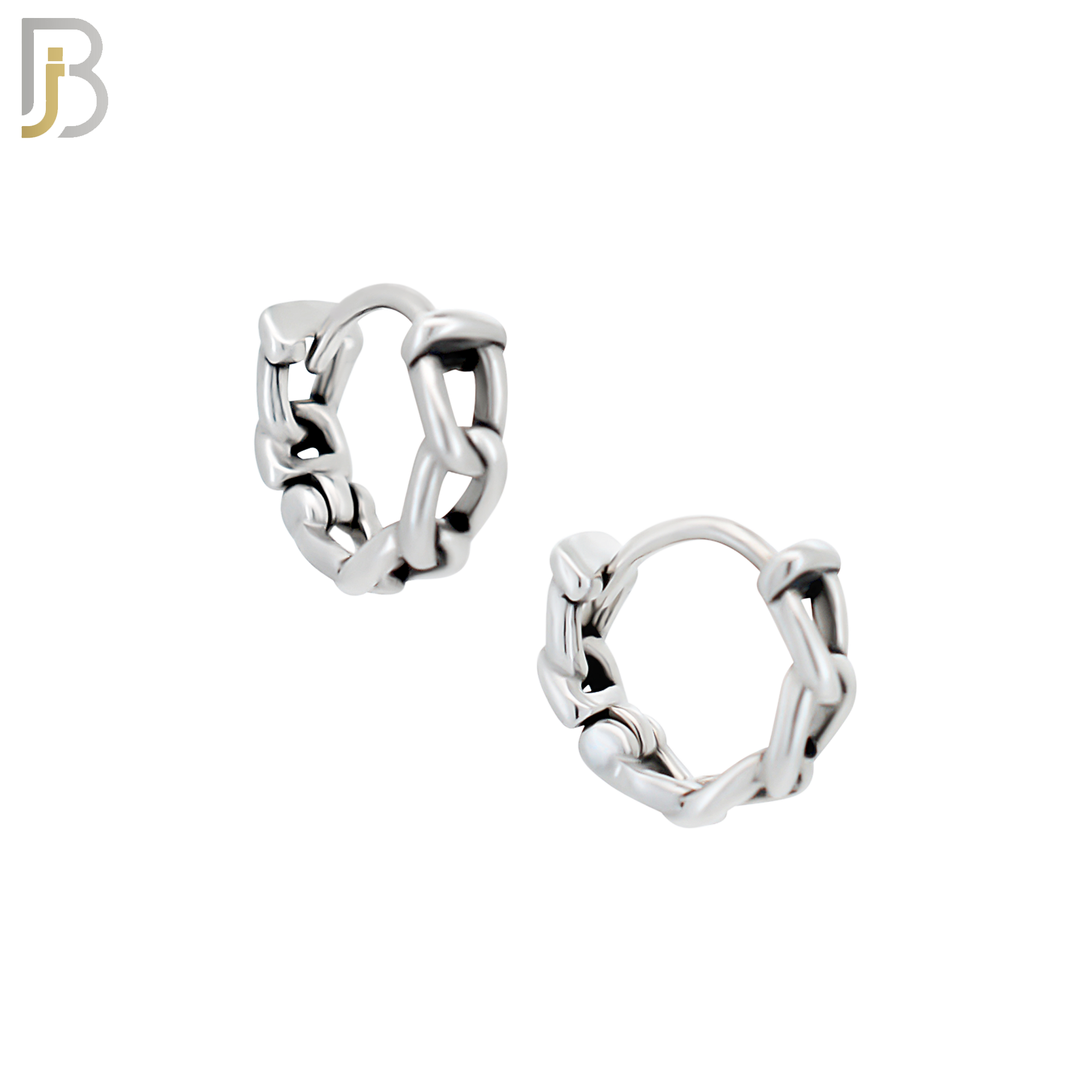 ES130 - Stainless Steel Vintage Tribal Chain Huggies Hoops Earrings image 1