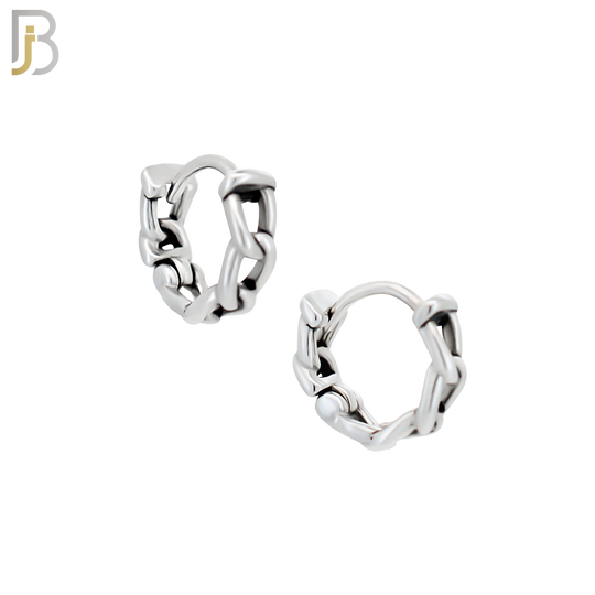 ES130 - Stainless Steel Vintage Tribal Chain Huggies Hoops Earrings image 1