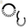 CT93K -  316 Stainless Steel Black Plated Hinged Hoop with CZ Gems Nose Rings (PACK OF 6) image 1