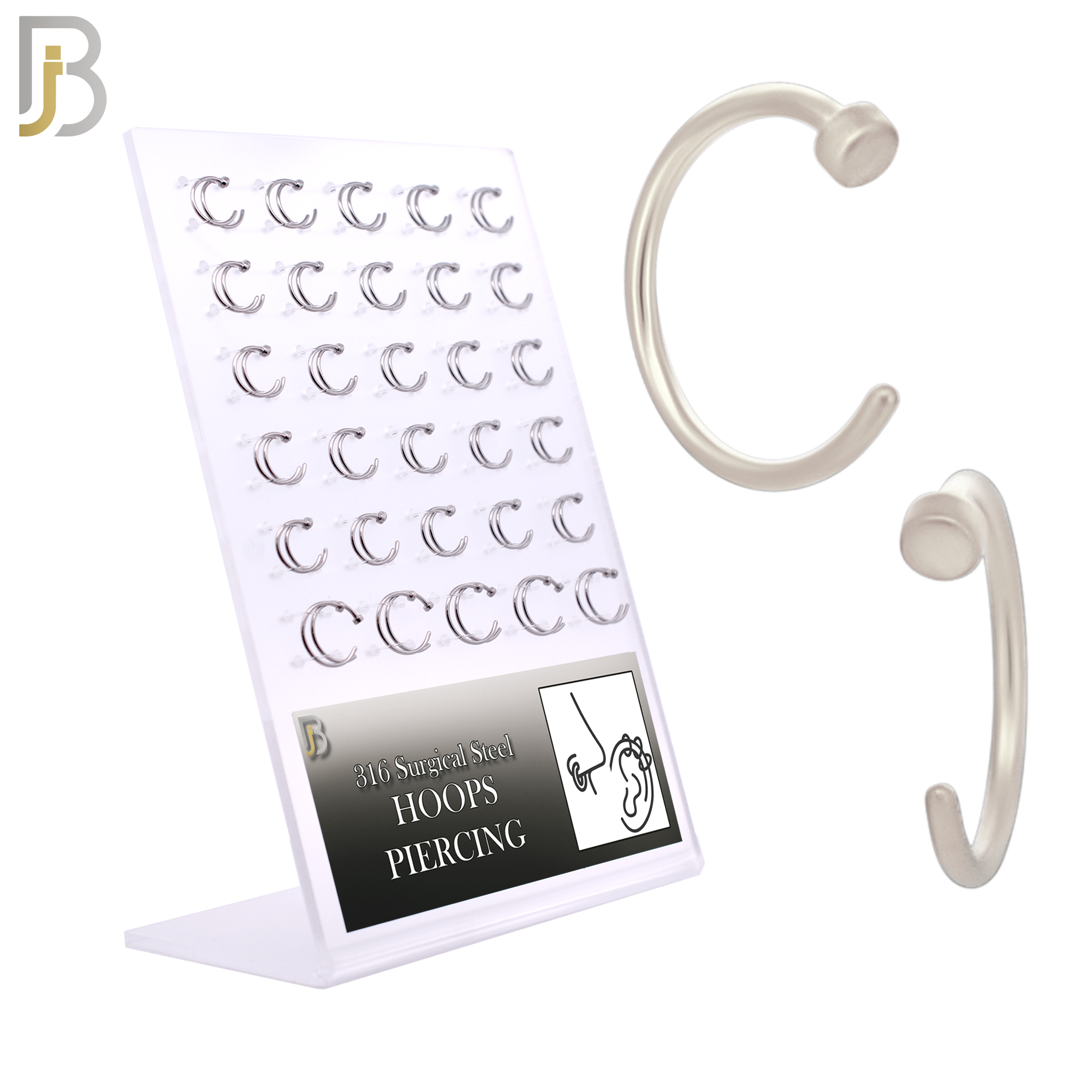 PK-CT09 - 316L Surgical Steel Nose Hoops Stopper Half Moon  Pack of 60 image 0