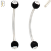 EC07TS - 316L Surgical Steel Transparent/Solid Acrylic Ball with Clear Zircon Curved Barbell Externally Threaded (PACK OF 6) image 2