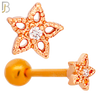 TB77 - 316L Stainless Steel Hollow Star with Center CZ Tragus/Cartilage Barbell (PACK OF 6) image 3