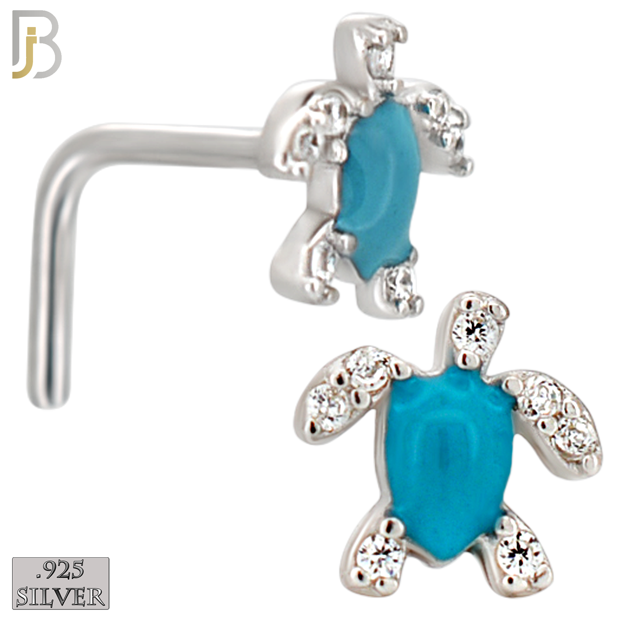 925-NR122L - 925 Silver Turtle Shape with Enamel L-Shape - Pack of 6 image 3