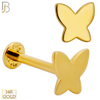 14-LB119 - 14k Yellow Gold Plain Butterfly Labret - Yellow Gold image
