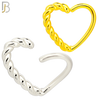 CT108 - 316 Surgical Steel Twisted Rope Hollow Heart Twist to Open Nose Hoop (Pack of 6) image 0