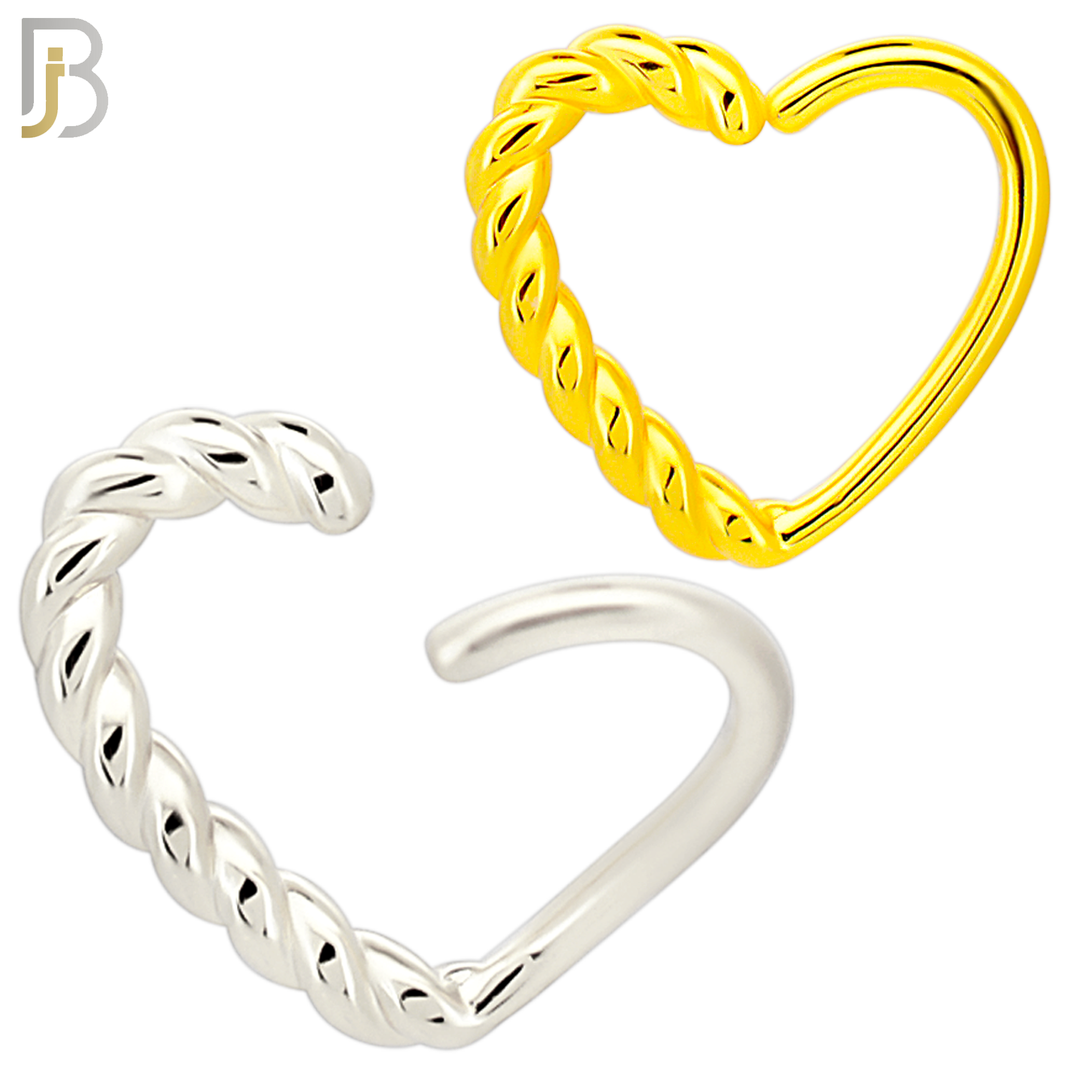 CT108 - 316 Surgical Steel Twisted Rope Hollow Heart Twist to Open Nose Hoop (Pack of 6) image 0