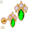 14-LB96 - 14k Yellow Gold Marquise CZ Labret - Green Stone image