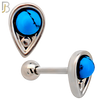 TB123 - 316L Stainless Steel Opal/Turquoise Teardrop Tragus/Cartilage Barbell  (Pack of 6) image 2
