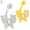 NB115 - 316L Surgical Steel Butterfly with Marquise CZ Center Belly Ring image 0