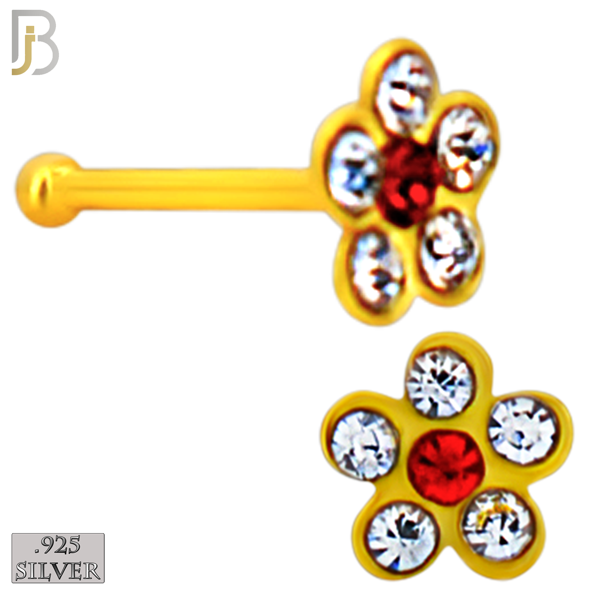 925-PK-NR08BY - 120 pcs, 18k Gold Plated Sterling Silver Nose Bones, 22g Thickness,  Assorted Shapes Tops Packages image 4