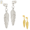 ES94 - 316L Stainless Steel Dangling 25mm Feather Design Earrings Stud 4mm Ball  image 0