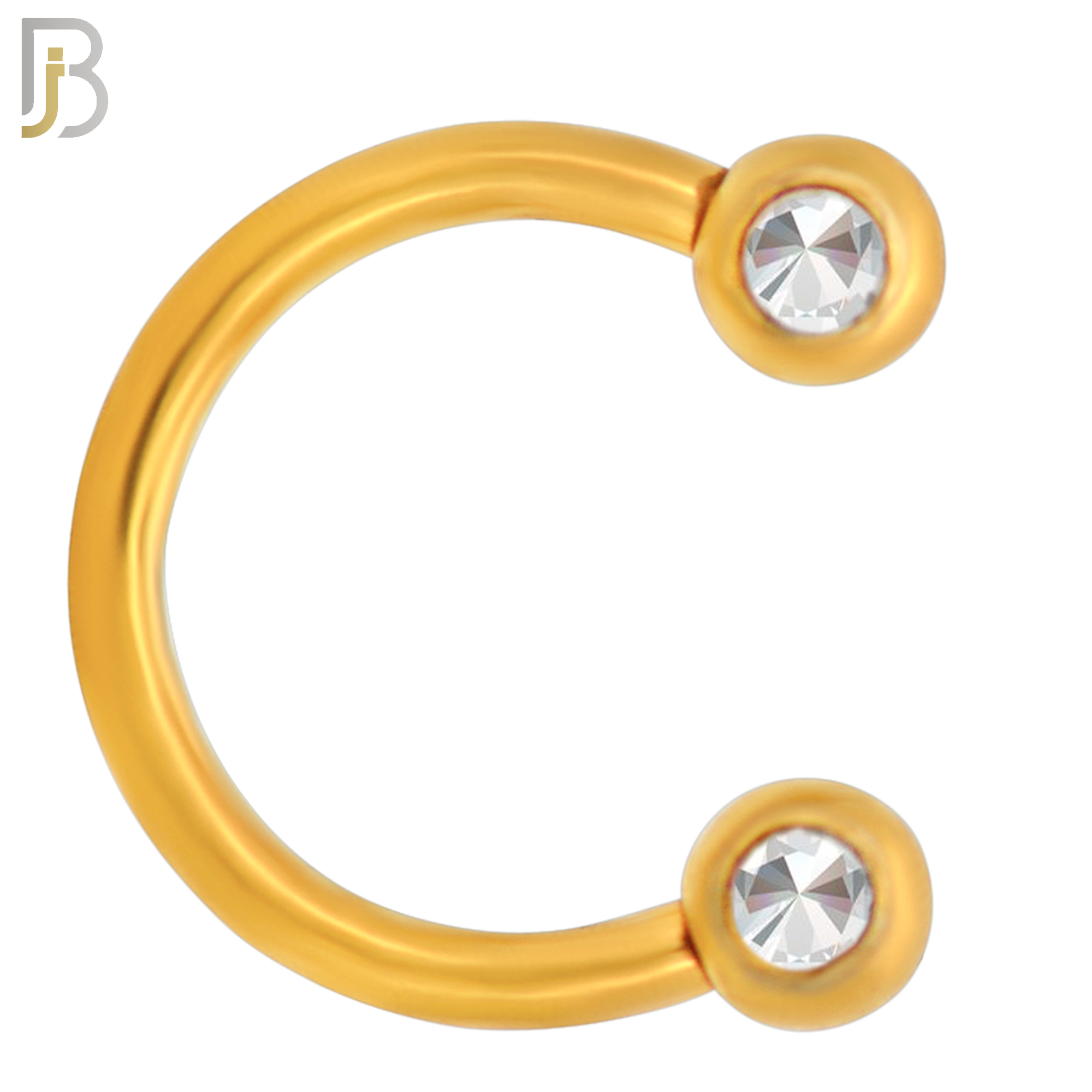 HS08 - 316L Surgical Steel 16g Horseshoe with Double Front Facing Gem Screw Ball External Threaded (Pack of 6) image 2