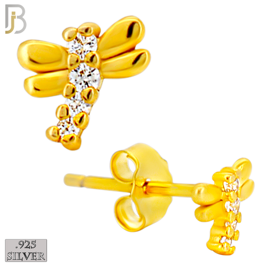925-ES436 - 925 Sterling Silver Dragonfly Earring with Multi Zircon - Push Back image 2