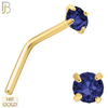 14-NR10CYS - 20g 14k Yellow Gold L-Shaped with Blue Sapphire Colored CZ - 2mm image
